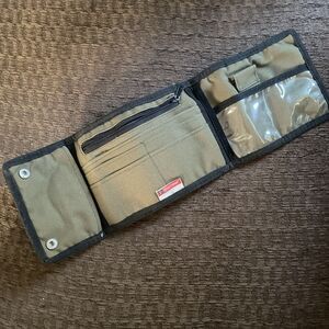 FIB‎ Canvas Bag Wallet Pouch Travel Utility Cards Military Green Black No Strap